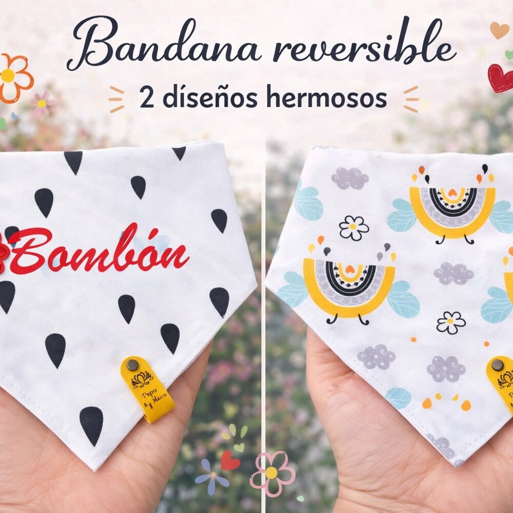 Handmade Reversible Dog Bandana – Fits Up to 14" Neck